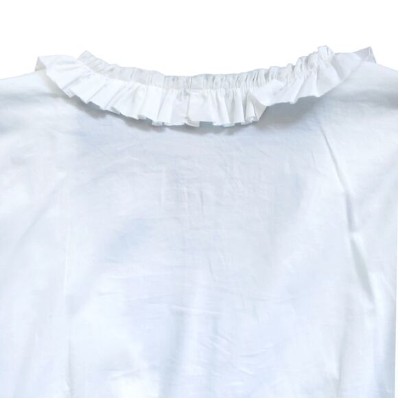 Romantic White Blouse Ruffle V Neck Long Sleeve Sz L - Picture 6 of 7